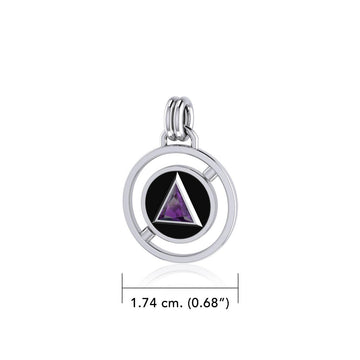 Double Circle Revolving AA Symbol Silver Pendant with Gem TPD305 - Jewelry